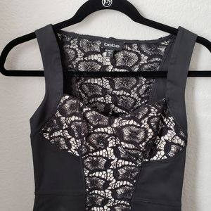 Bebe lace panel body con dress - size 0